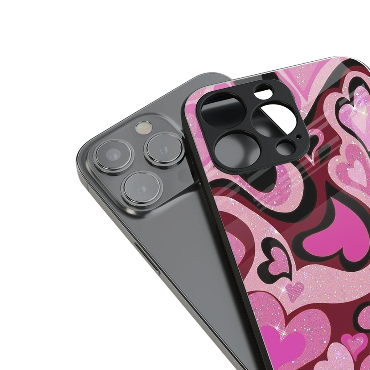 Y2K Magenta Meltdown Hearts Phone Case for Iphone 16 | Glass Case