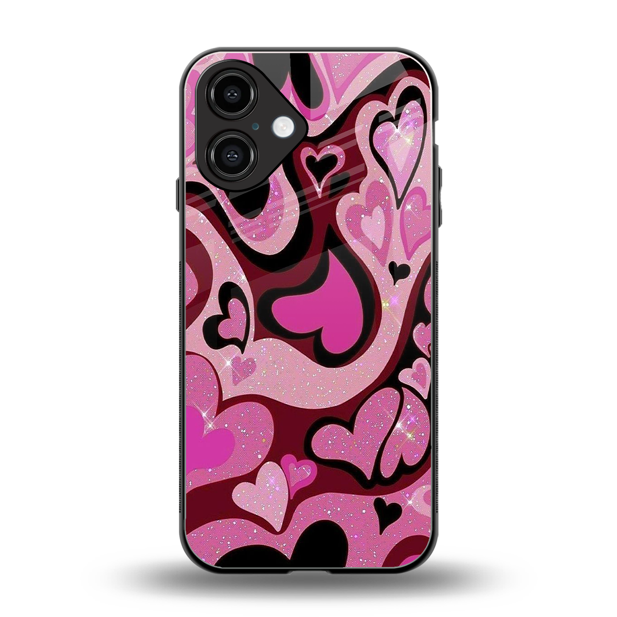 Y2K Magenta Meltdown Hearts Phone Case for Iphone 16 | Glass Case
