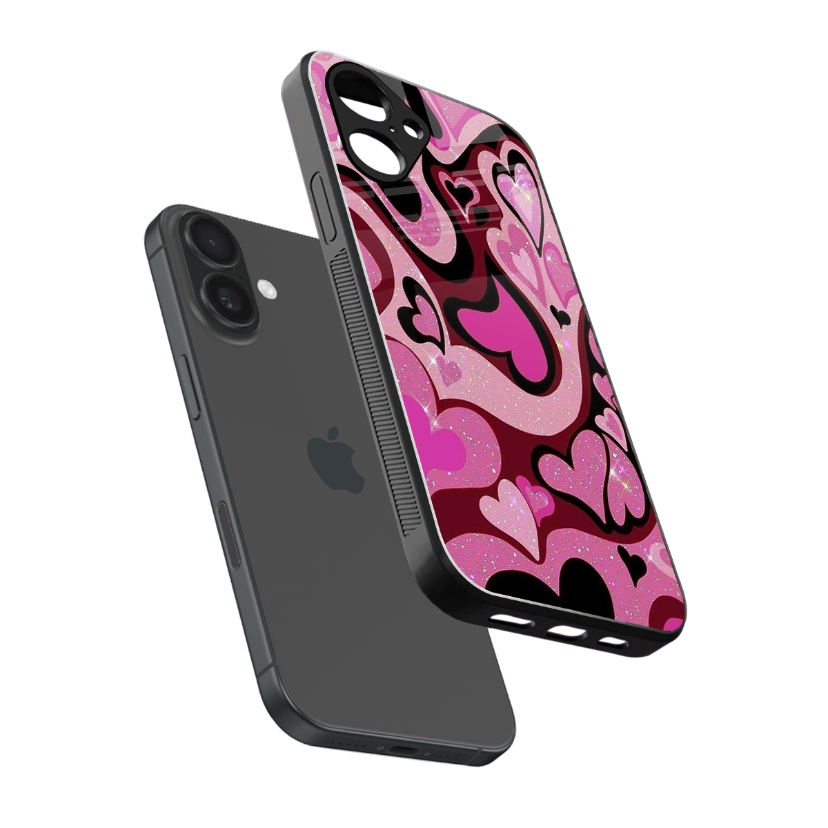 Y2K Magenta Meltdown Hearts Phone Case for Iphone 16 | Glass Case