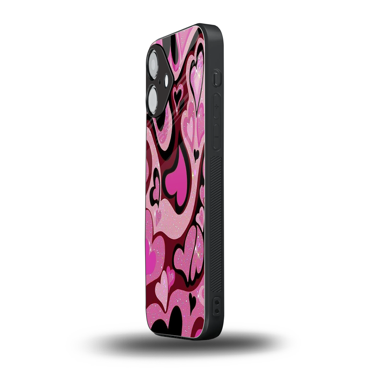 Y2K Magenta Meltdown Hearts Phone Case for Iphone 16 | Glass Case