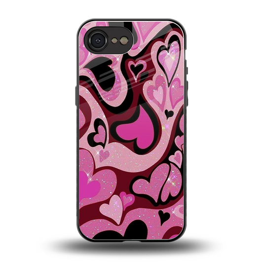 Y2K Magenta Meltdown Hearts back phone cover | glass case for iphone 16e