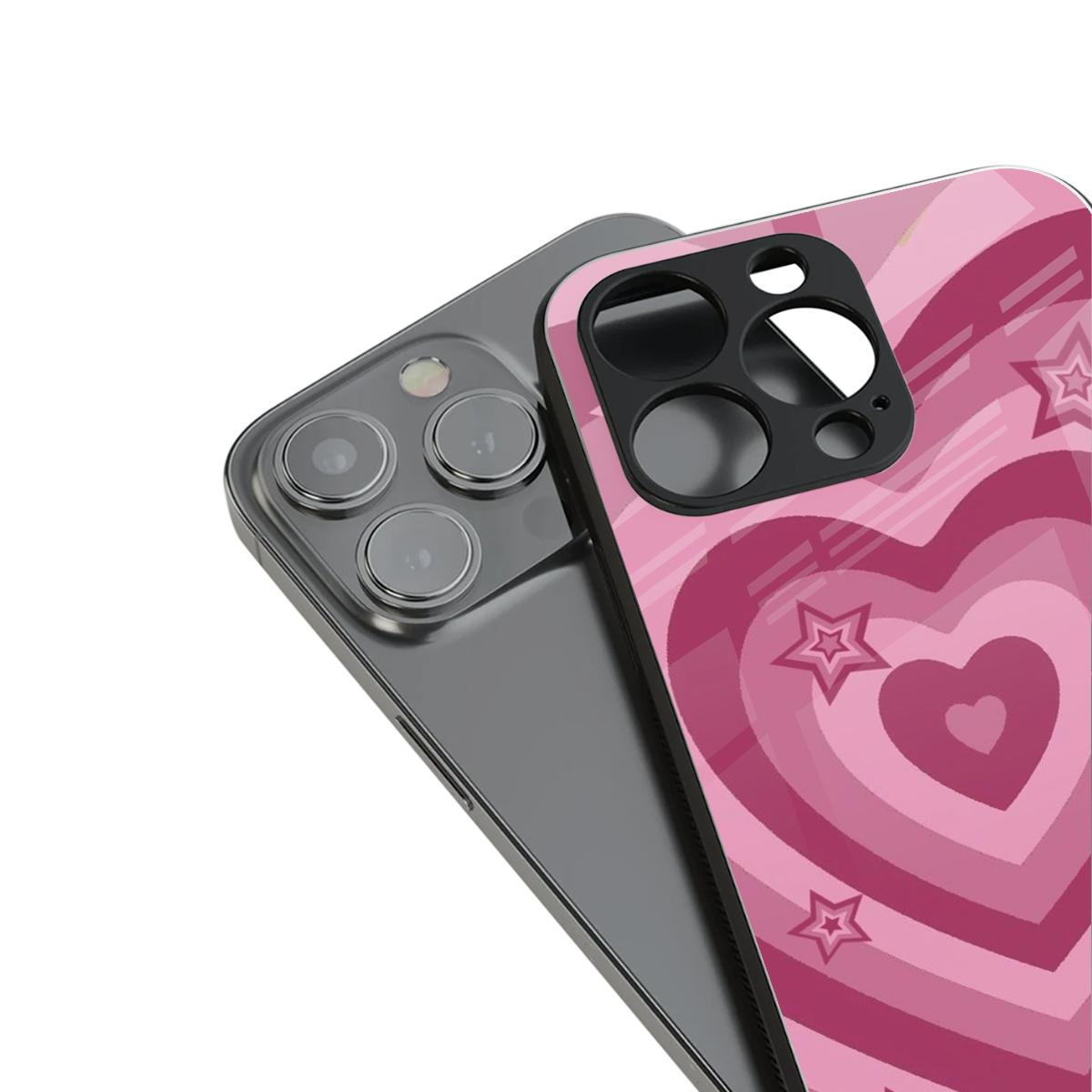 Y2K Pink Hearts X Stars Phone Case for Iphone 16 | Glass Case