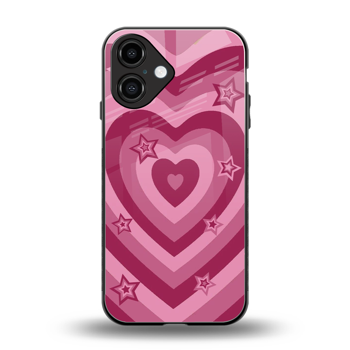 Y2K Pink Hearts X Stars Phone Case for Iphone 16 | Glass Case