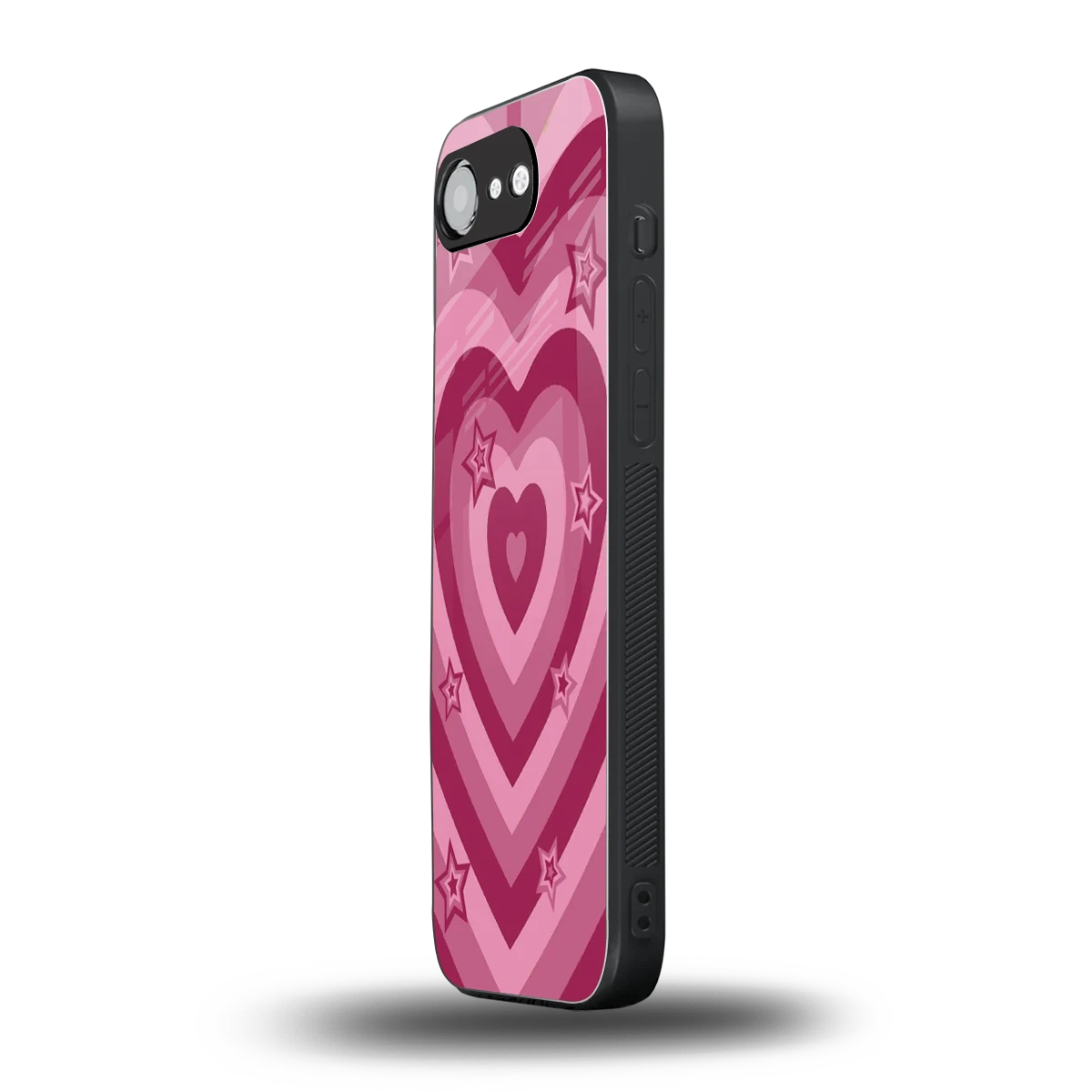Y2K Pink Hearts X Stars iphone 16e mobile cover | shockproof glass phone case