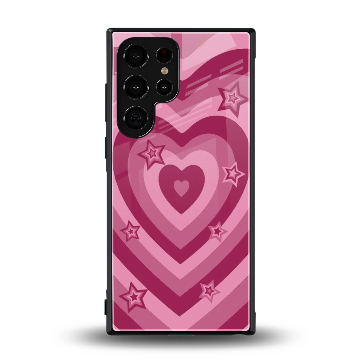 Y2K Pink Hearts X Stars back phone cover | glass case for samsung galaxy s24 ultra