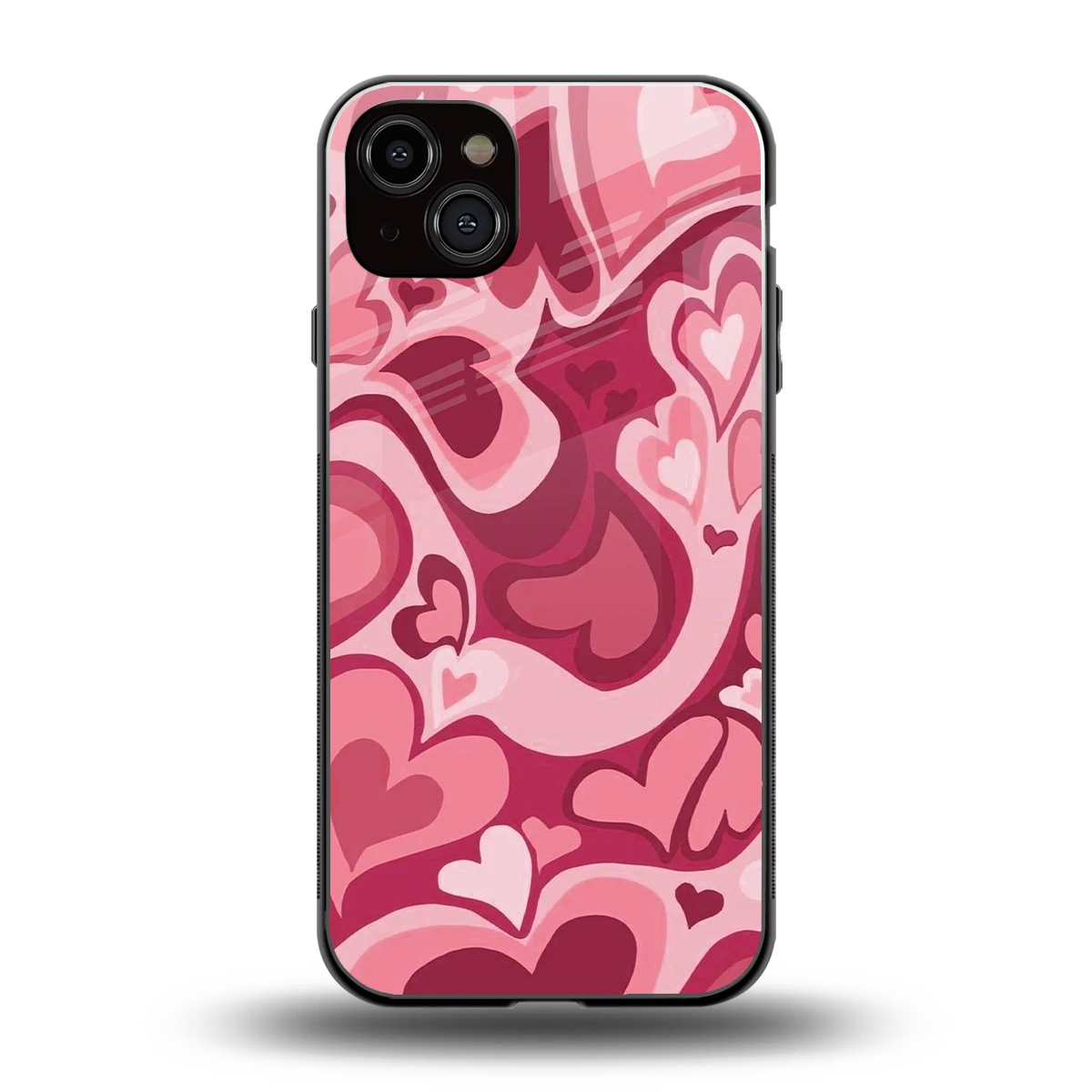 Y2K Pink Meltdown Hearts back phone cover | glass case for iphone 14 plus
