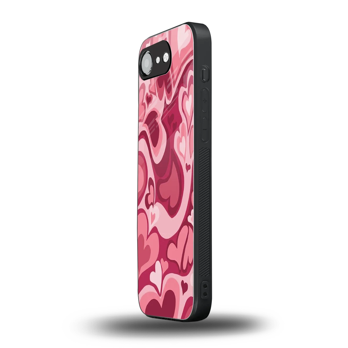 Y2K Pink Meltdown Hearts iphone 16e mobile cover | shockproof glass phone case
