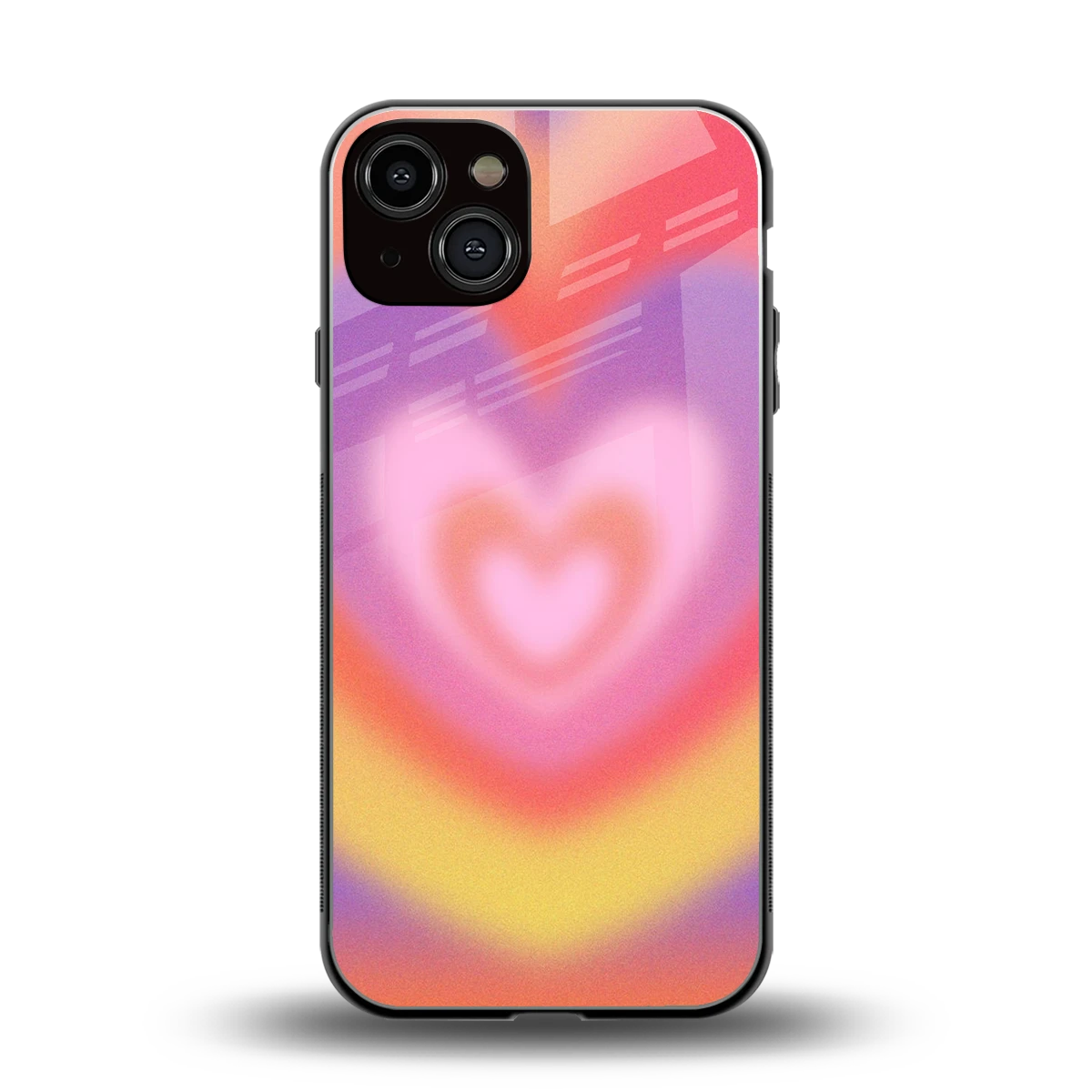 Y2K Rainbow Hearts back phone cover | glass case for iphone 13