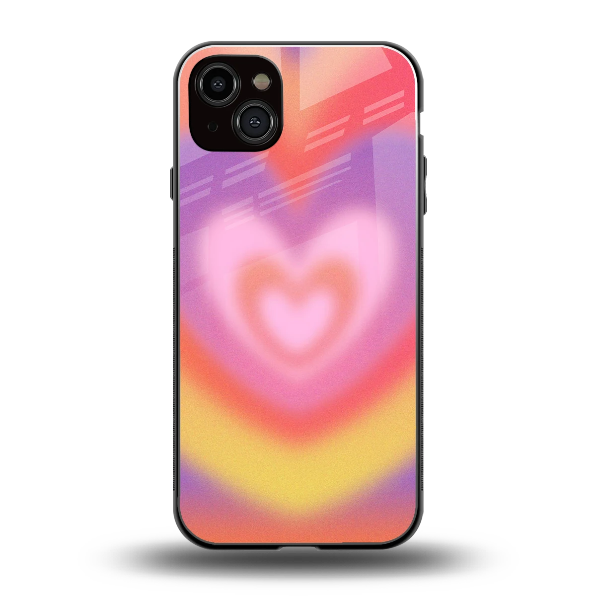 Y2K Rainbow Hearts back phone cover | glass case for iphone 14 plus