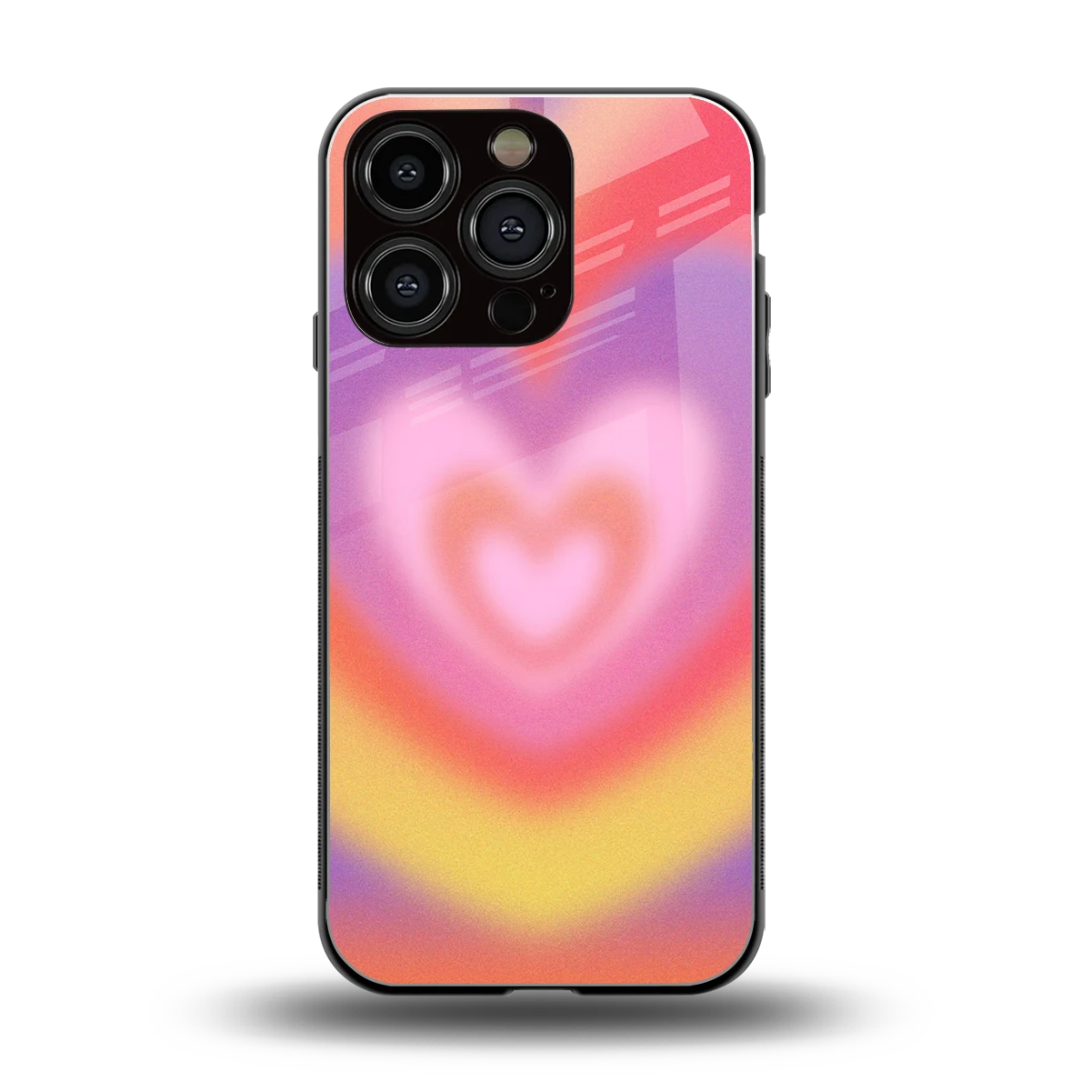 Y2K Rainbow Hearts back phone cover | glass case for iphone 16 pro