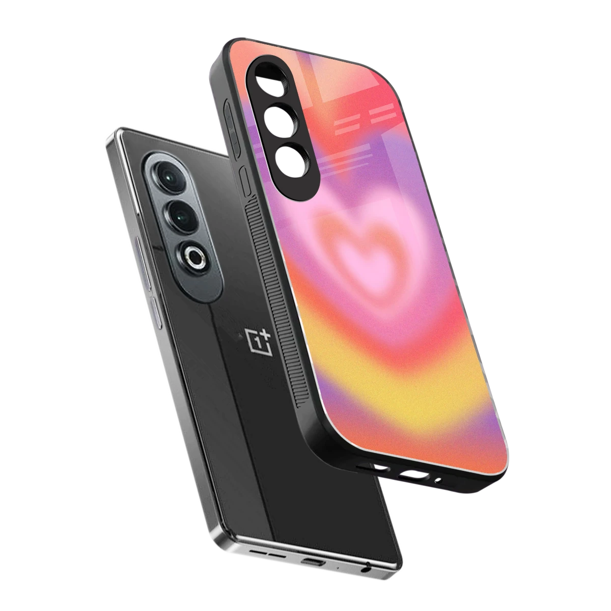 Y2K Rainbow Hearts sleek oneplus nord ce 4 cover with tempered glass back and TPU edges