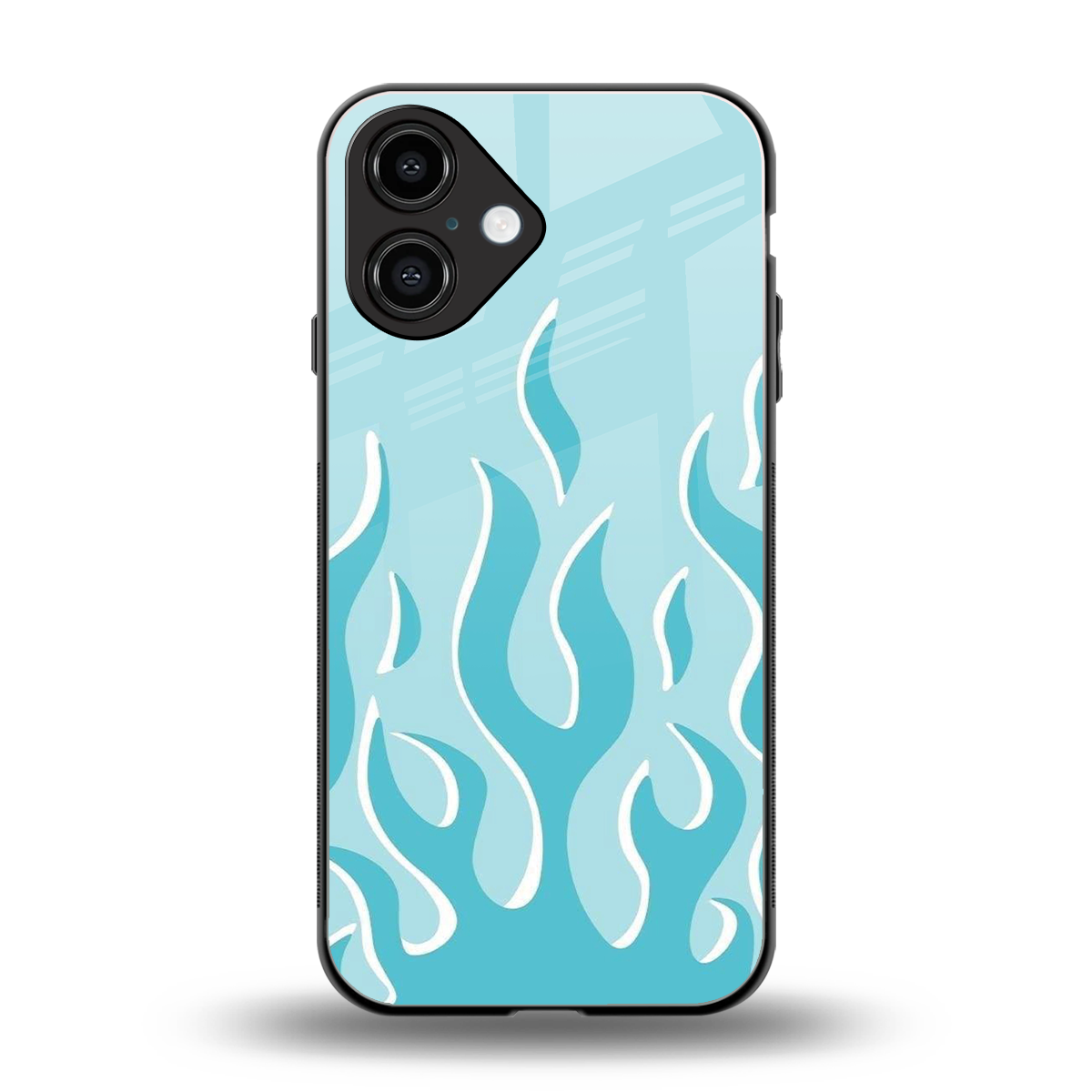 Y2K Retro Blue Flames Phone Case for Iphone 16 | Glass Case