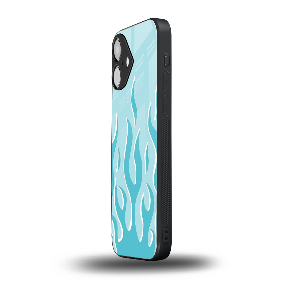 Y2K Retro Blue Flames Phone Case for Iphone 16 | Glass Case