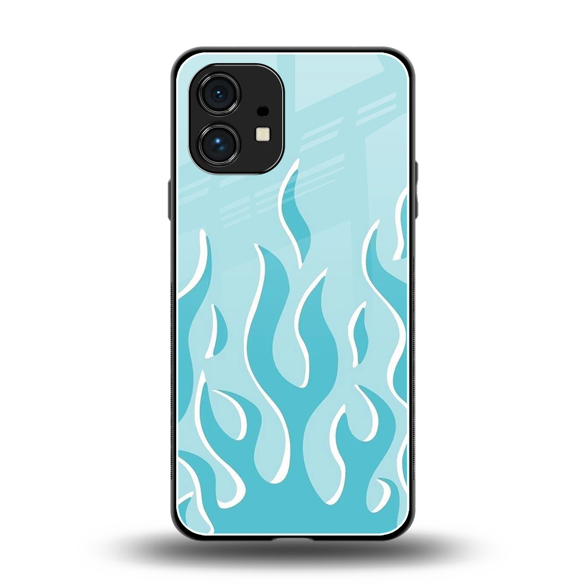 Y2K Retro Blue Flames back phone cover | glass case for nothing phone 1