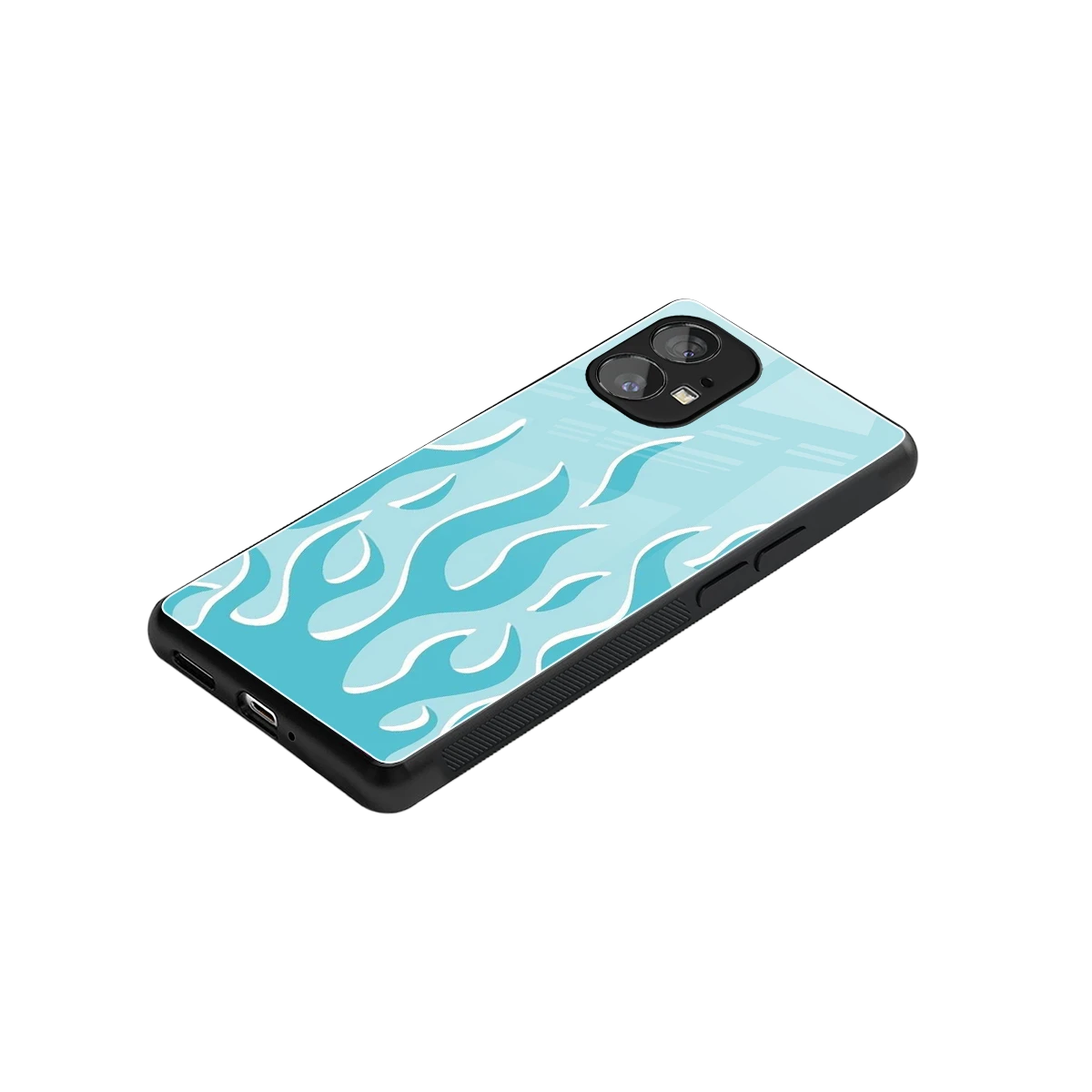 Y2K Retro Blue Flames stylish phone case for nothing phone 1 | glossy glass and slim fit