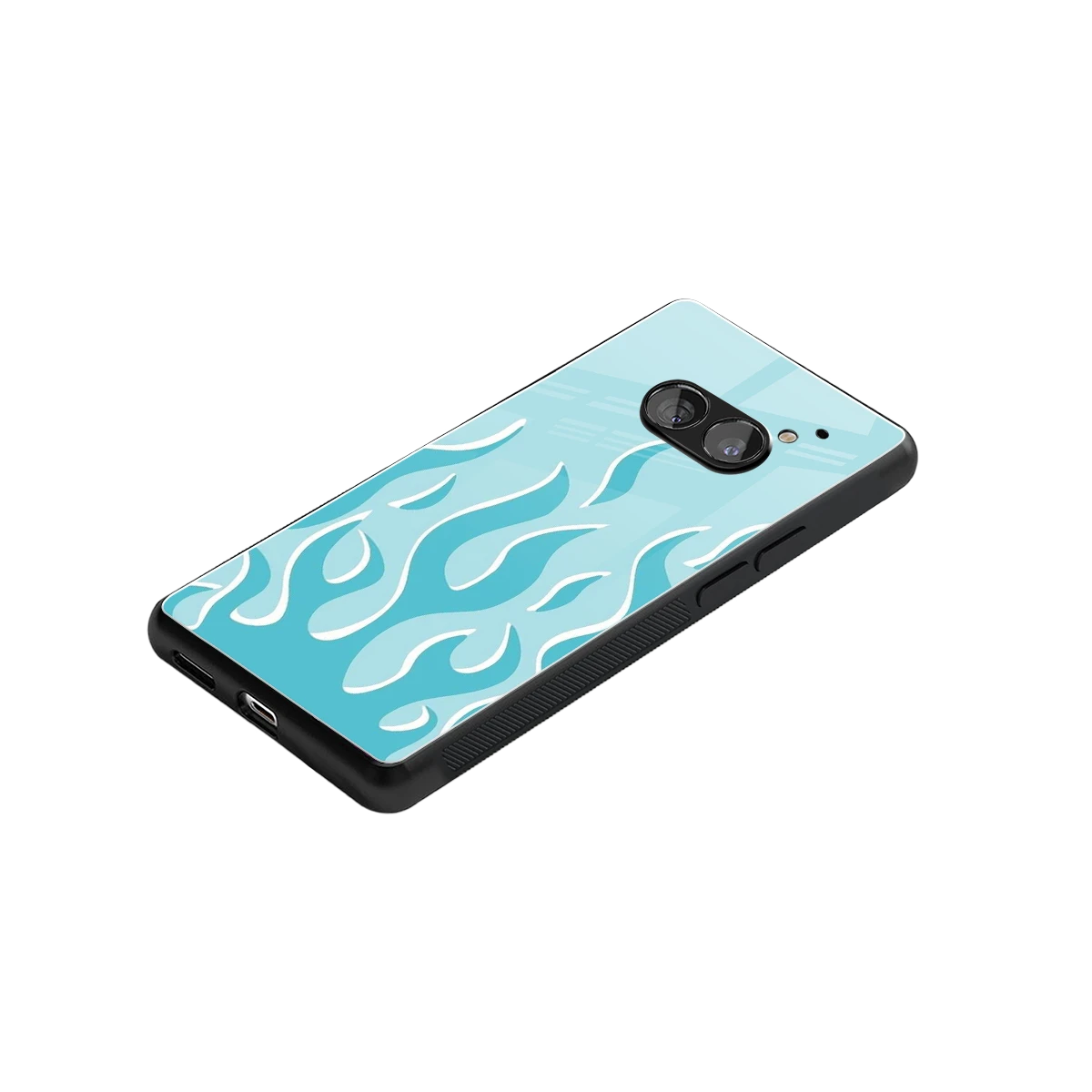Y2K Retro Blue Flames stylish phone case for nothing phone 2a plus | glossy glass and slim fit