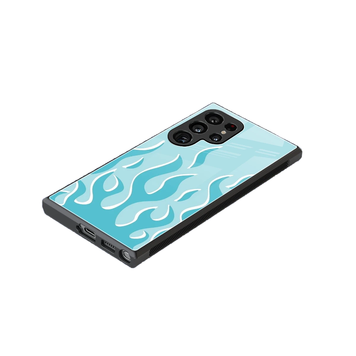 Y2K Retro Blue Flames stylish phone case for samsung galaxy s24 ultra | glossy glass and slim fit
