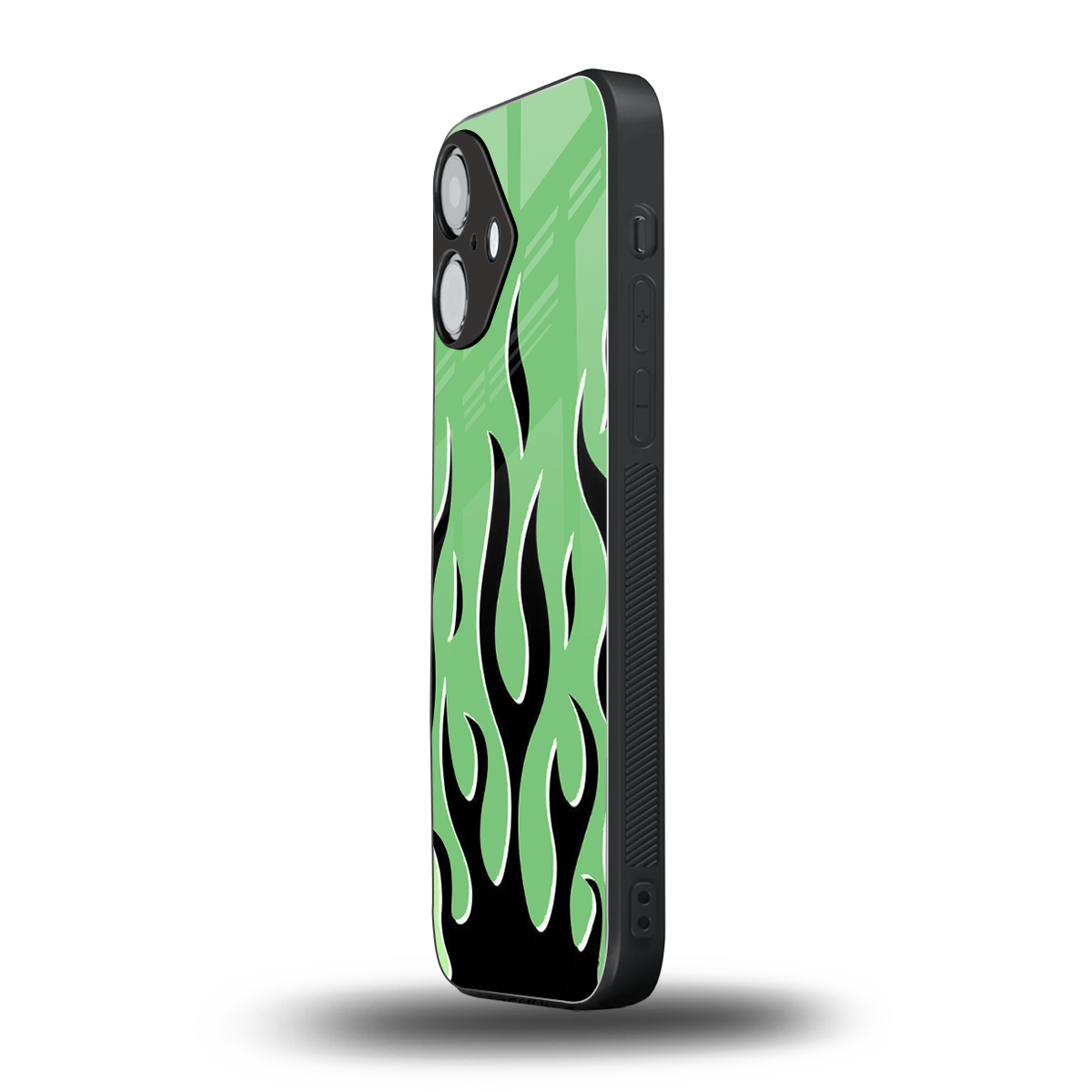 Y2K Retro Green Flames Phone Case for Iphone 16 | Glass Case