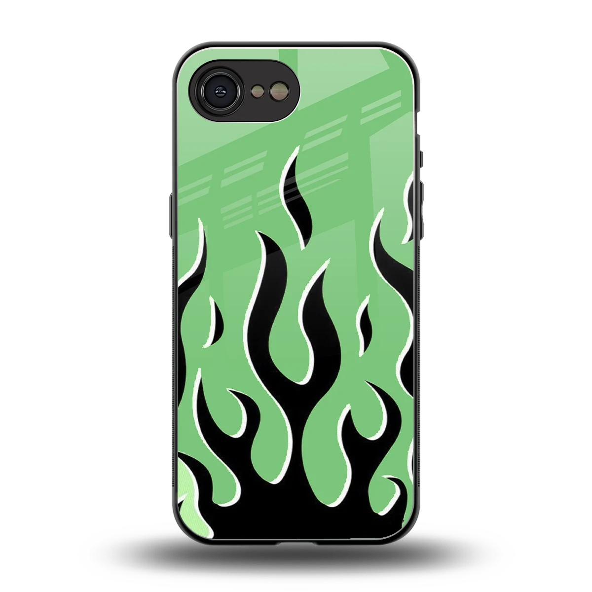 Y2K Retro Green Flames back phone cover | glass case for iphone 16e
