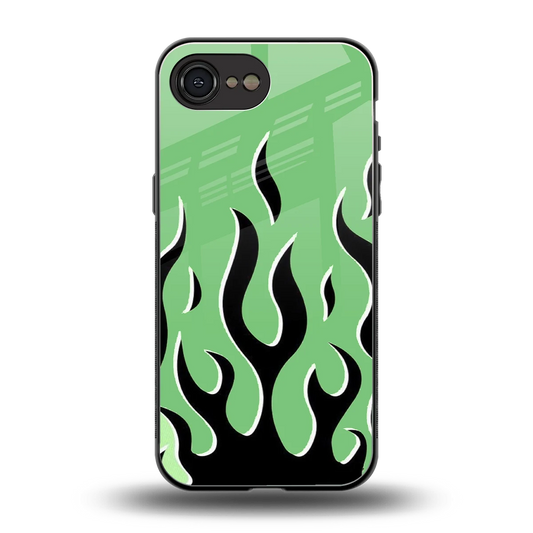 Y2K Retro Green Flames back phone cover | glass case for iphone 16e