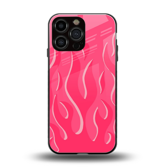 Y2K Retro Hot Pink Flames back phone cover | glass case for iphone 14 pro max