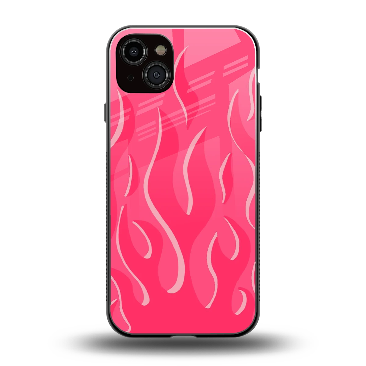 Y2K Retro Hot Pink Flames back phone cover | glass case for iphone 14 plus