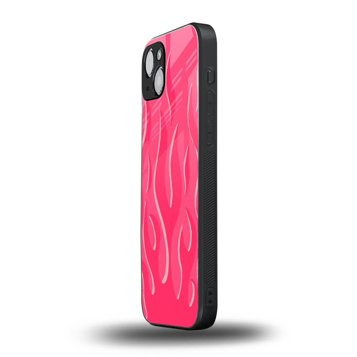 Y2K Retro Hot Pink Flames iphone 15 mobile cover | shockproof glass phone case