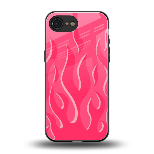 Y2K Retro Hot Pink Flames back phone cover | glass case for iphone 16e