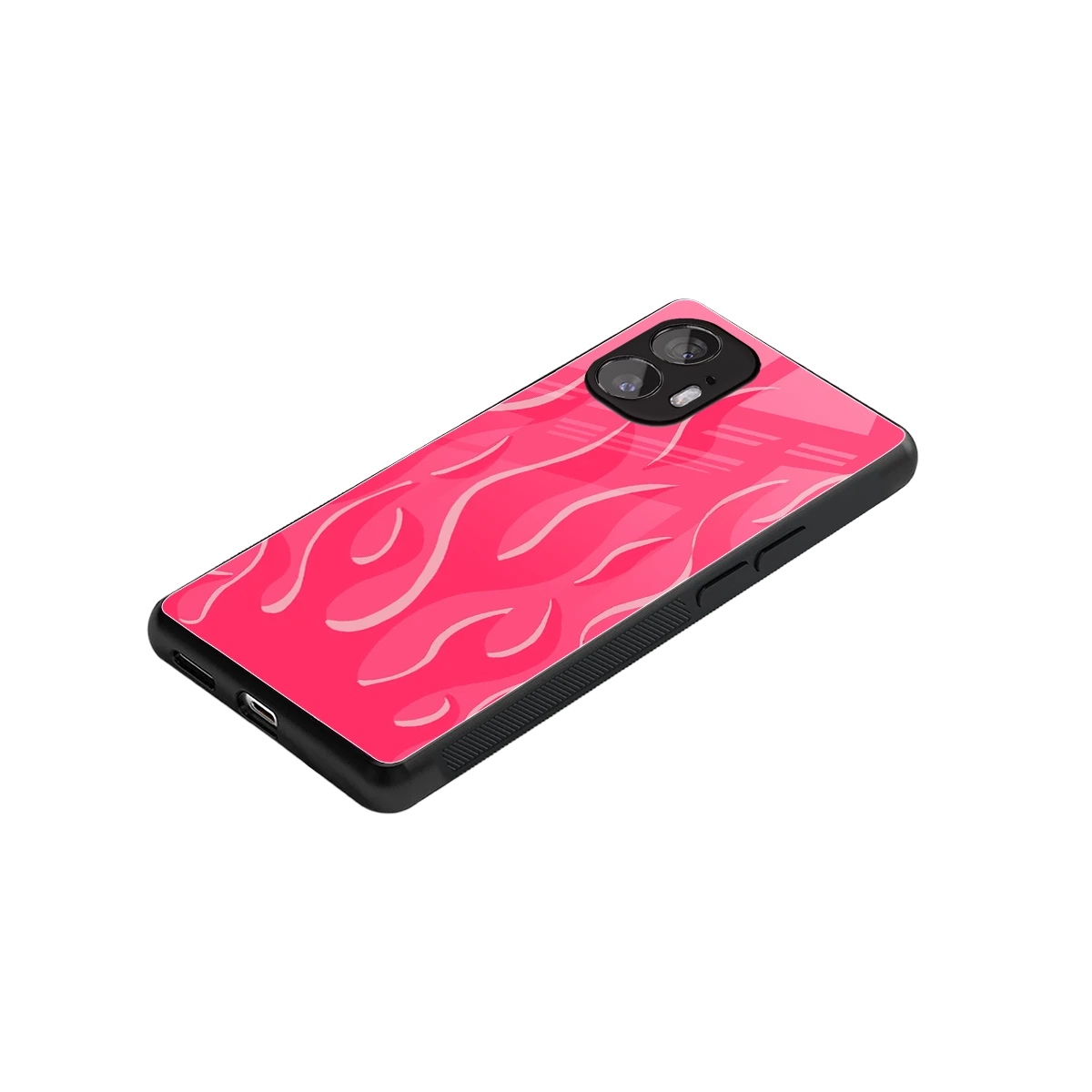 Y2K Retro Hot Pink Flames stylish phone case for nothing phone 2 | glossy glass and slim fit