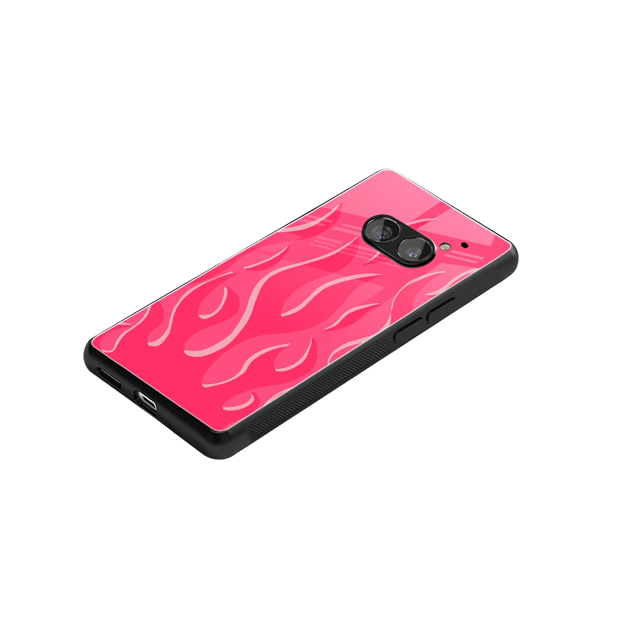 Y2K Retro Hot Pink Flames stylish phone case for nothing phone 2a | glossy glass and slim fit