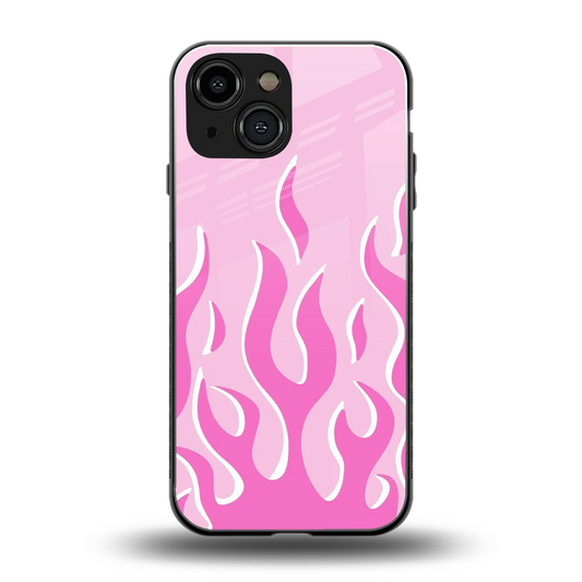 Y2K Retro Pink Flames back phone cover | glass case for iphone 13 mini