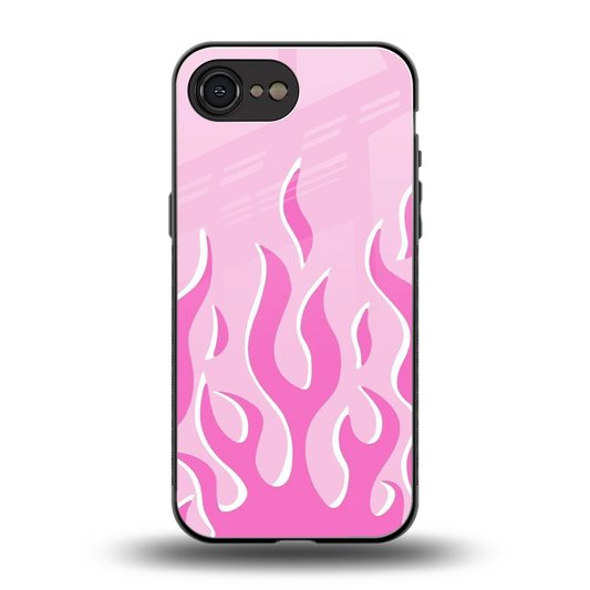 Y2K Retro Pink Flames back phone cover | glass case for iphone 16e