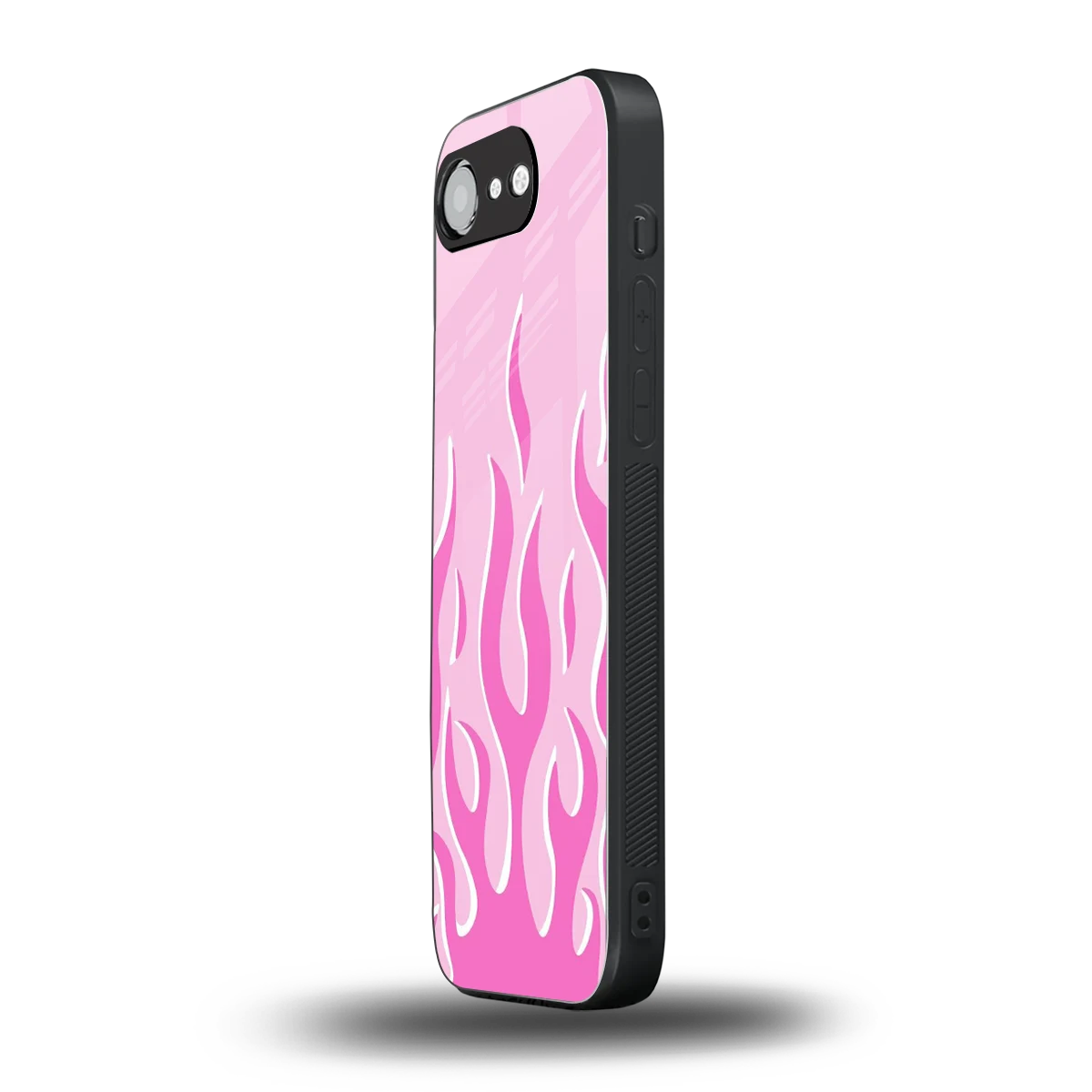 Y2K Retro Pink Flames iphone 16e mobile cover | shockproof glass phone case