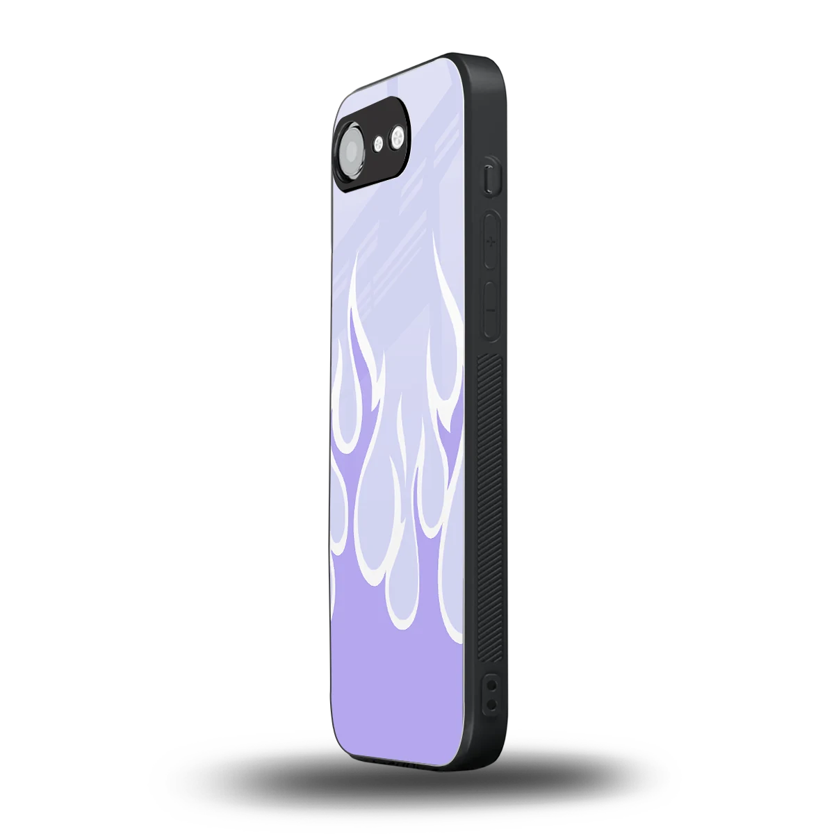 Y2K Retro Purple Flames iphone 16e mobile cover | shockproof glass phone case