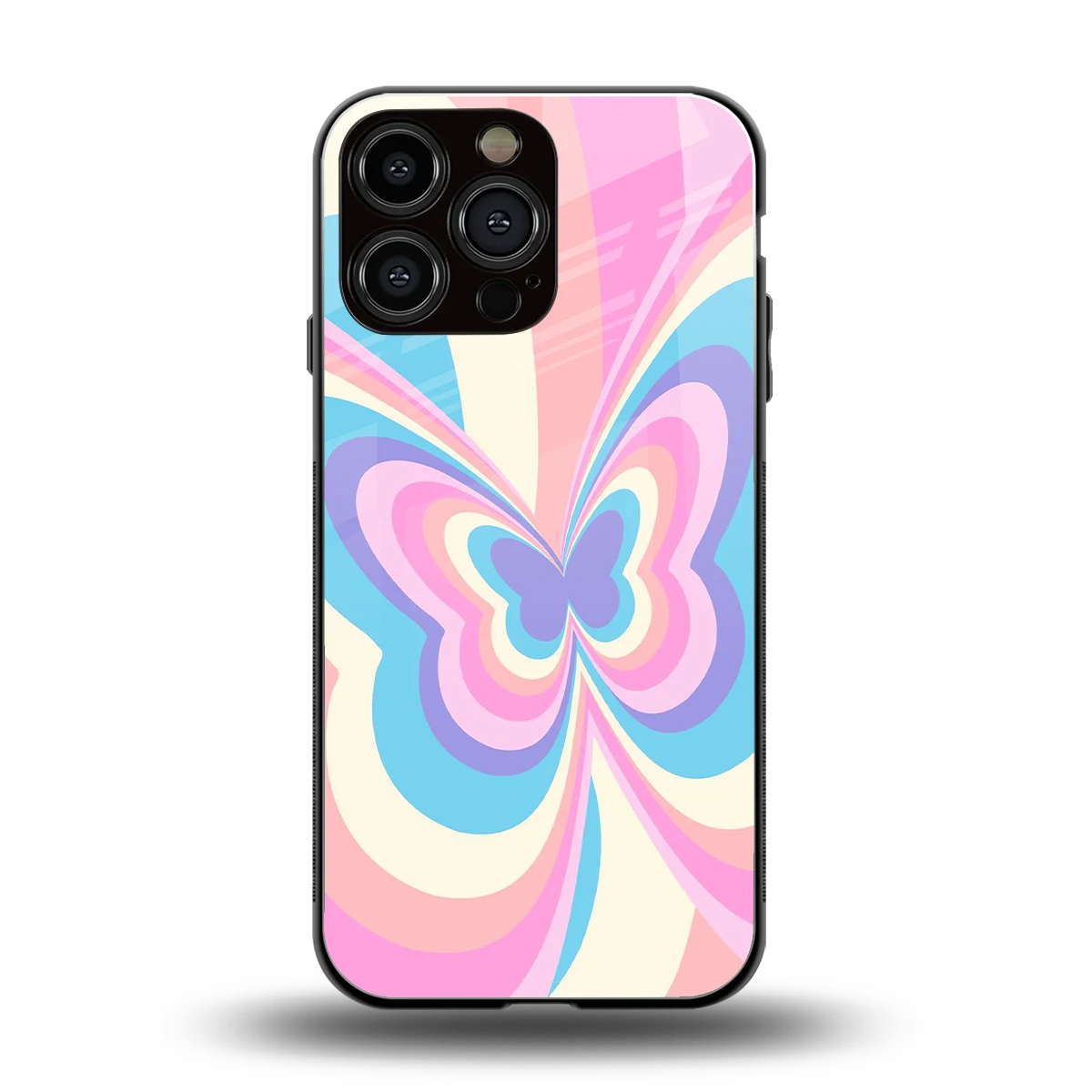 Y2K Vibrant Butterfly back phone cover | glass case for iphone 16 pro max