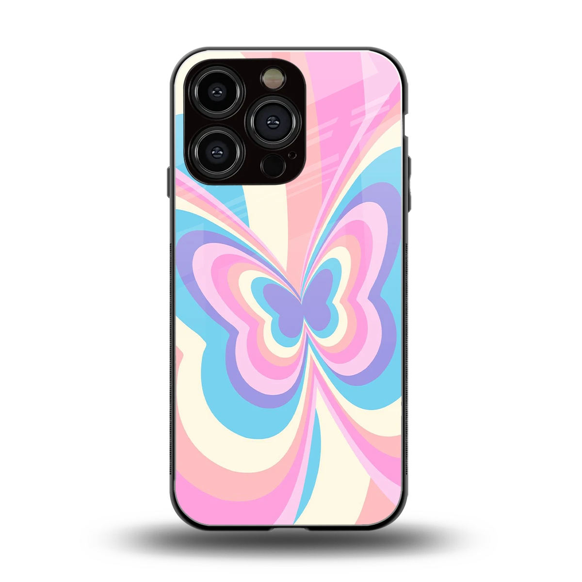 Y2K Vibrant Butterfly back phone cover | glass case for iphone 16 pro