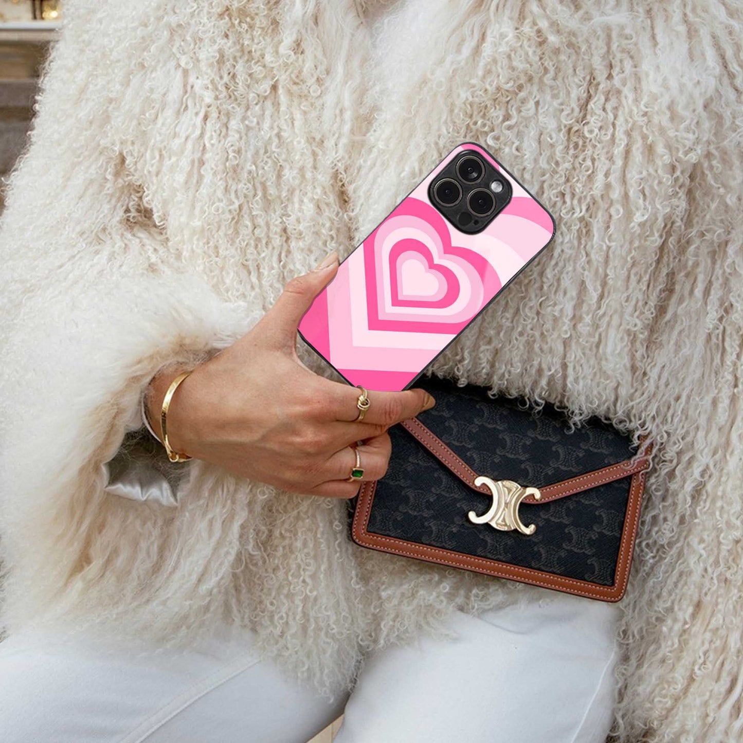 Y2K Flamingo Hearts Phone Case for Iphone 16 | Glass Case