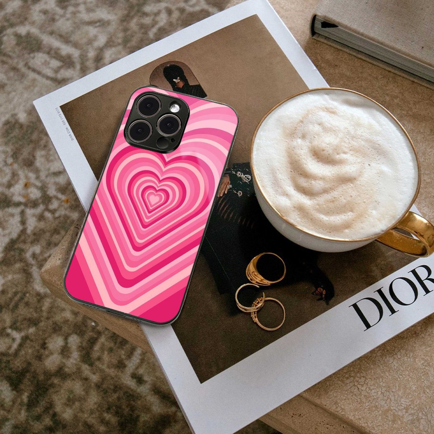 Y2K French Pink Hearts TPU glass hybrid case for iPhone 16 | premium mobile back cover