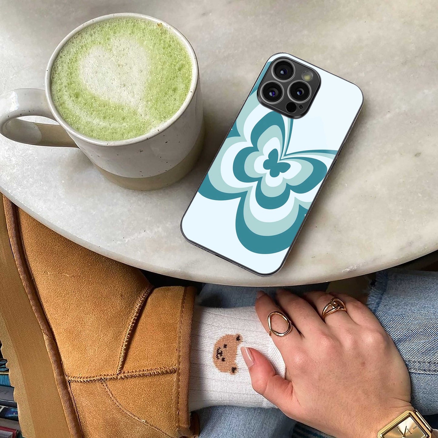 Y2K Green Butterfly Phone Case for Iphone 16 | Glass Case