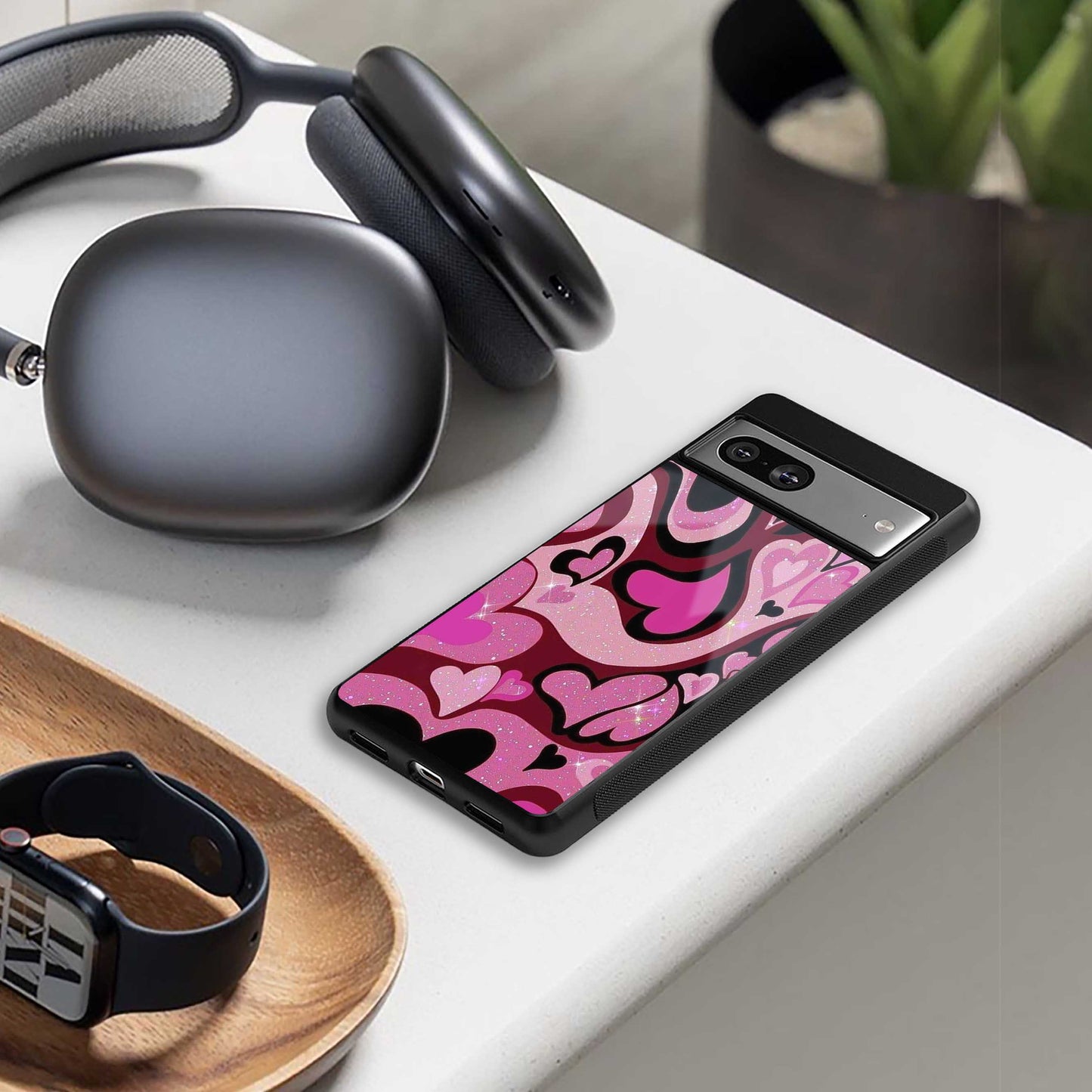 Y2K Magenta Meltdown Hearts Phone Case for Iphone 16 | Glass Case