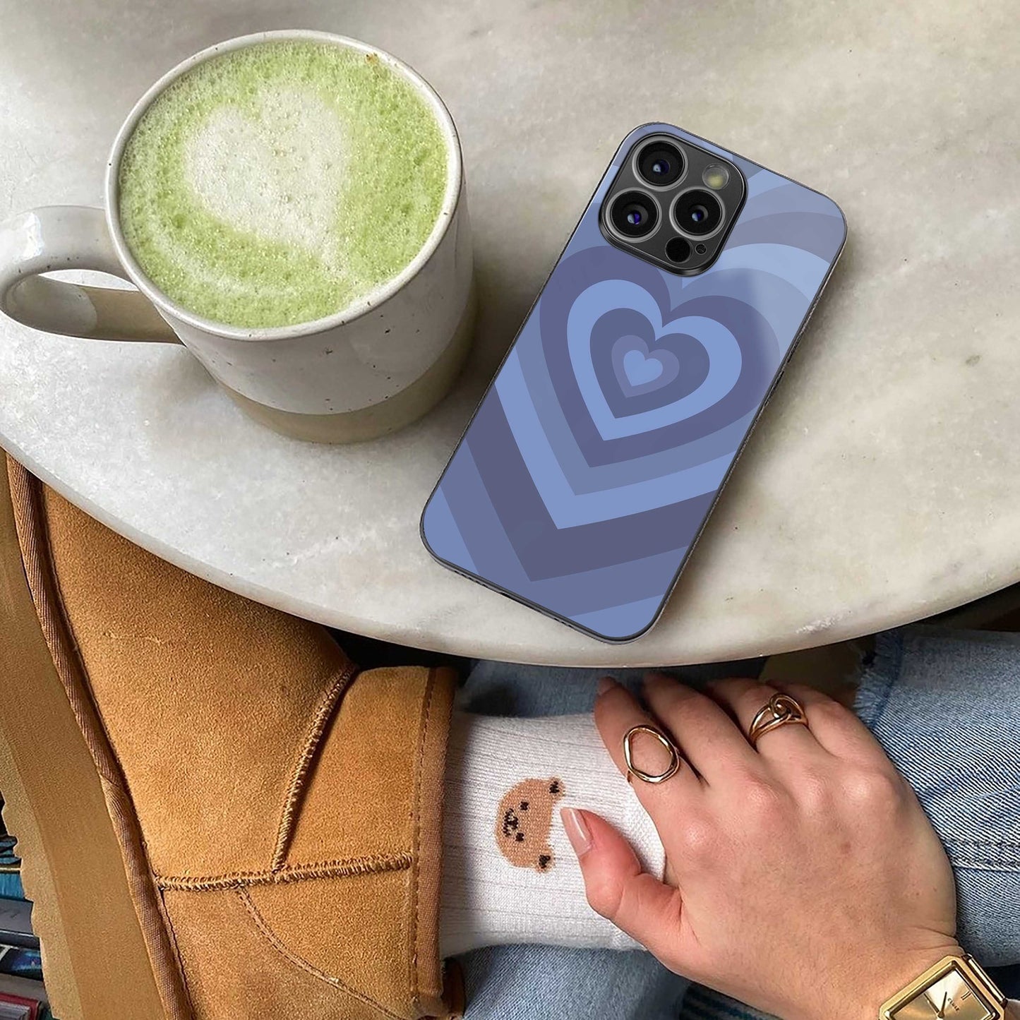 Y2K Yankees Blue Hearts Phone Case for Iphone 16 | Glass Case