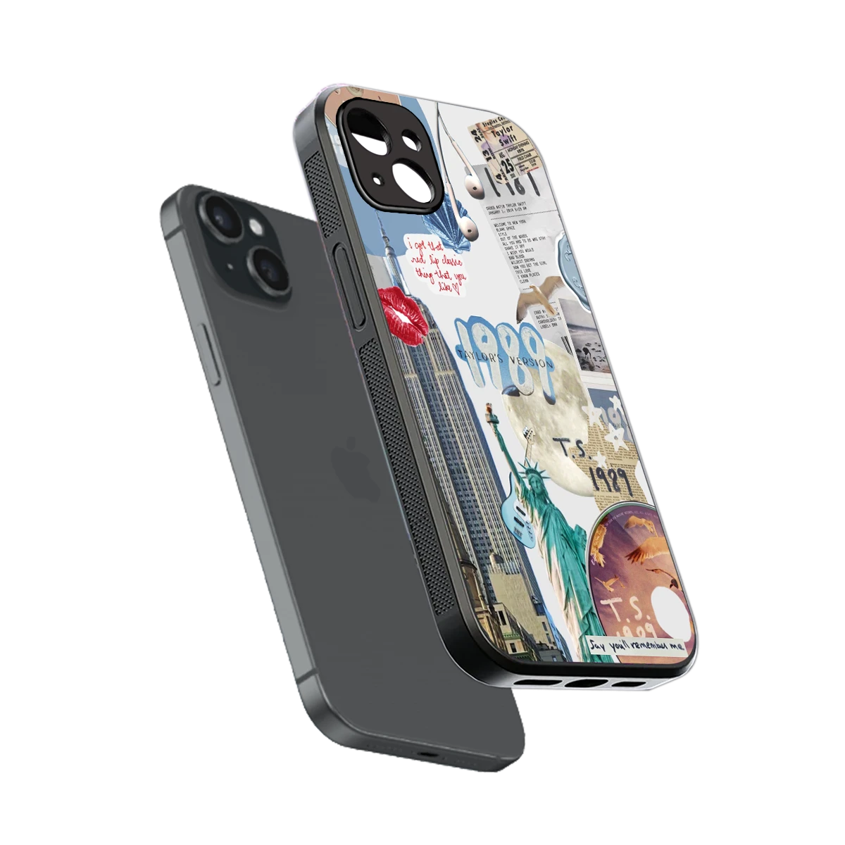 1989 Swift Era sleek iphone 15 plus cover with tempered glass back and TPU edges