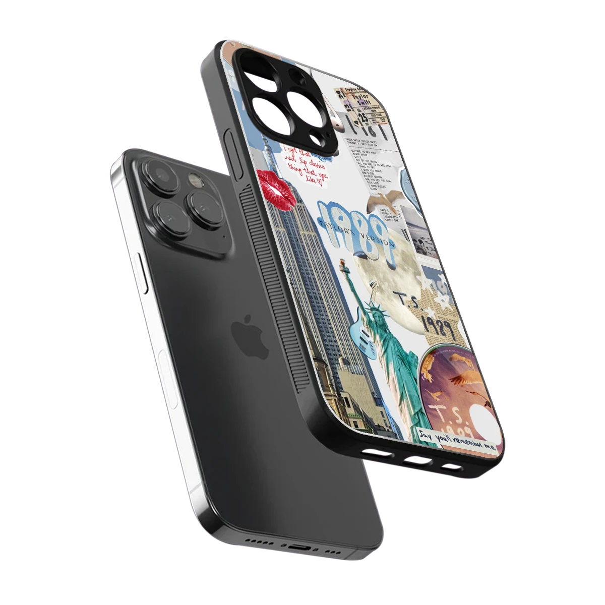 1989 Swift Era sleek iphone 15 pro max cover with tempered glass back and TPU edges