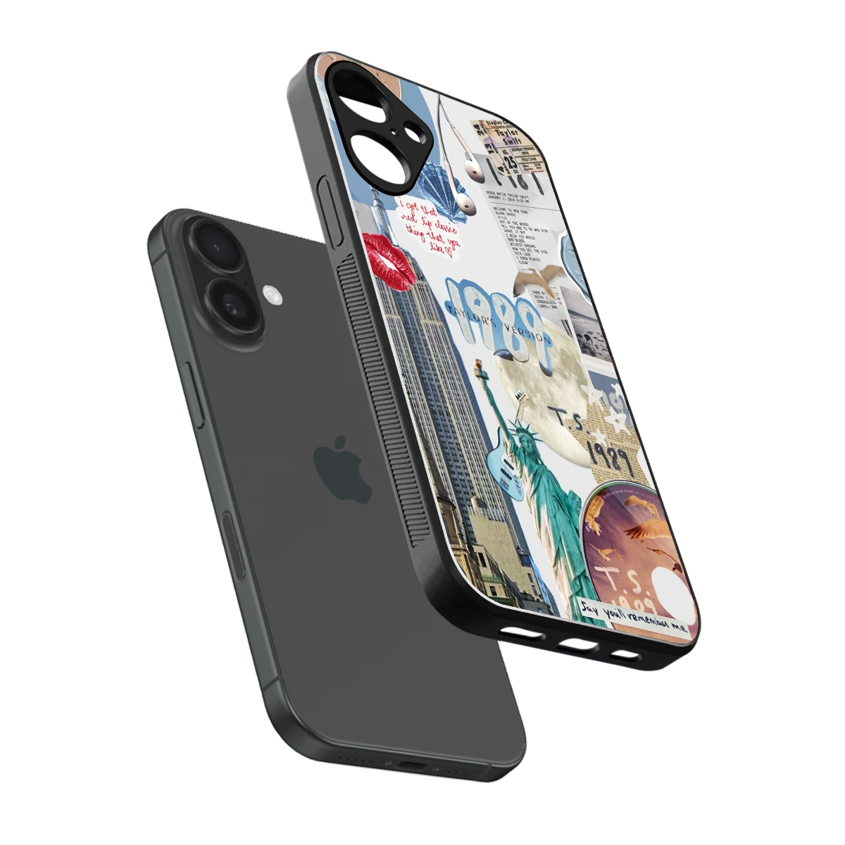 1989 Swift Era sleek iphone 16 plus cover with tempered glass back and TPU edges