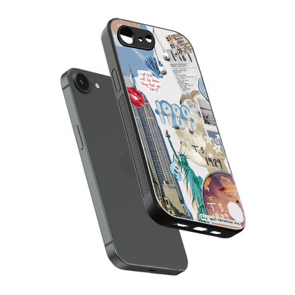 1989 Swift Era sleek iphone 16e cover with tempered glass back and TPU edges