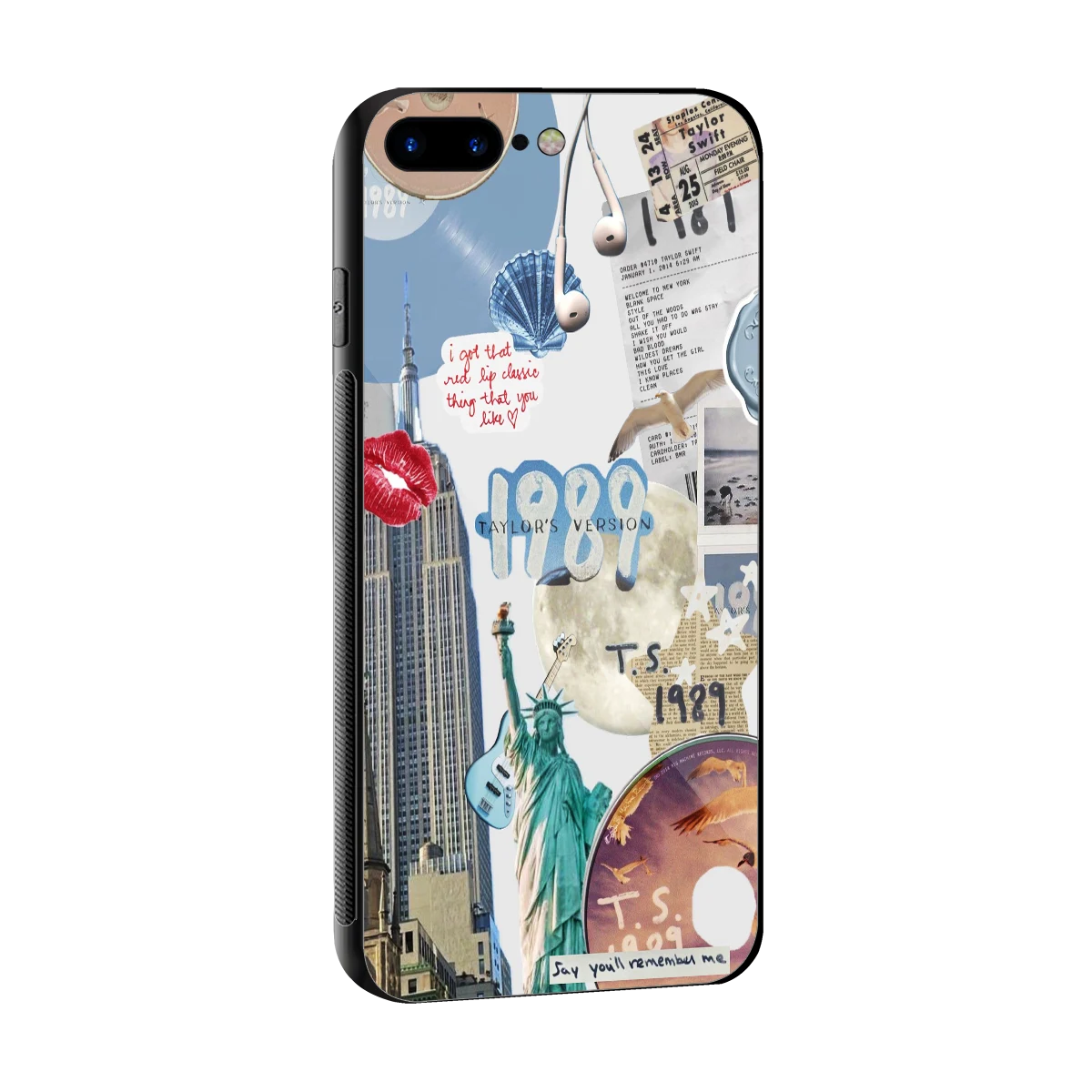 1989 Swift Era sleek iphone 7 plus cover with tempered glass back and TPU edges