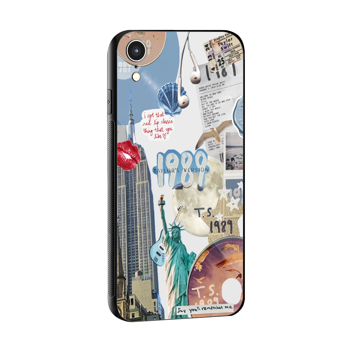 1989 Swift Era sleek iphone xr cover with tempered glass back and TPU edges