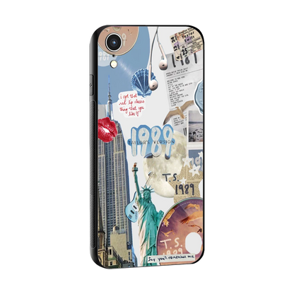 1989 Swift Era sleek iphone xr cover with tempered glass back and TPU edges