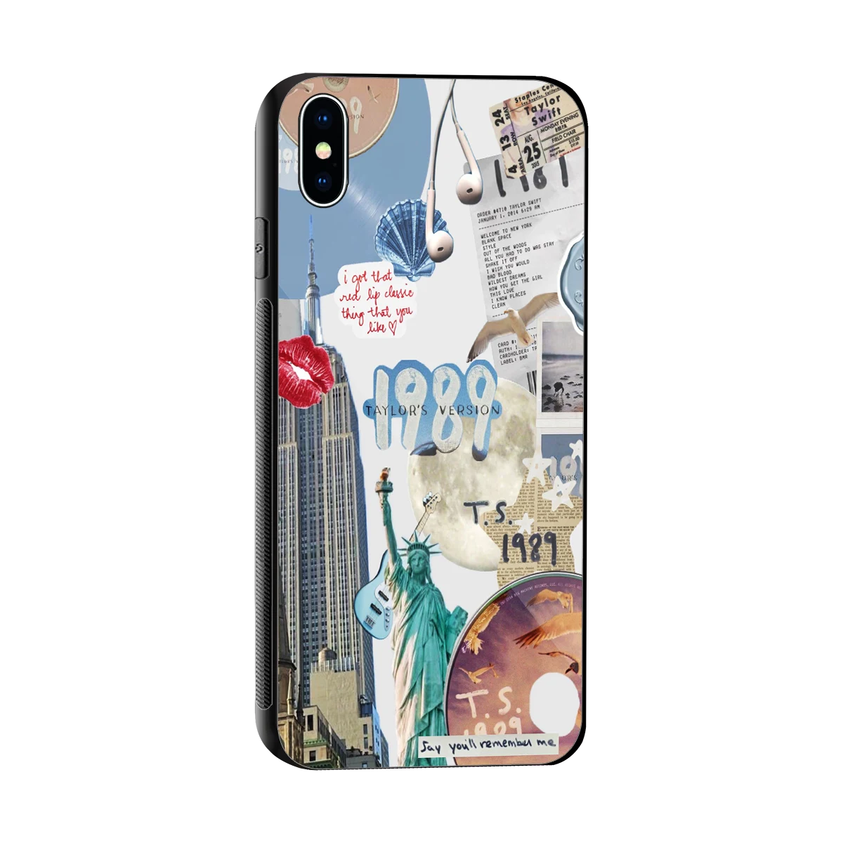 1989 Swift Era sleek iphone xs max cover with tempered glass back and TPU edges