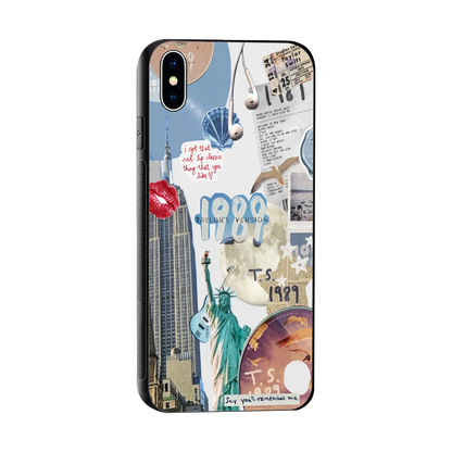 1989 Swift Era sleek iphone xs max cover with tempered glass back and TPU edges